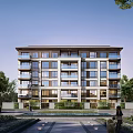 Modern Residential Building With Multiple Balconies Lush Green Surroundings And Courtyard Entrance