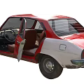 Classic Red And White Sedan Car With Retro Exterior Design Features