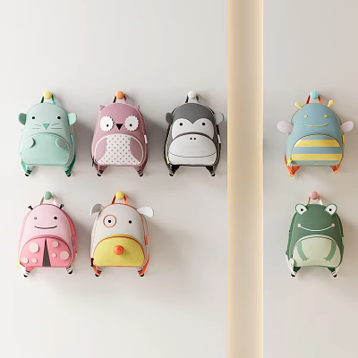 Kids Cartoon Animal Backpacks with Cute Design and Colorful Animal Shapes 3d model