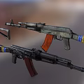 Various Military Rifles With Different Designs And Wooden Stocks On