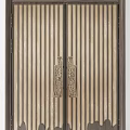 Decorative Wooden Double Doors Design With Vertical Stripes And Circular Patterns 3d model