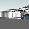 Modern Commercial Plaza Exterior With Covered Parking And Glass Structures