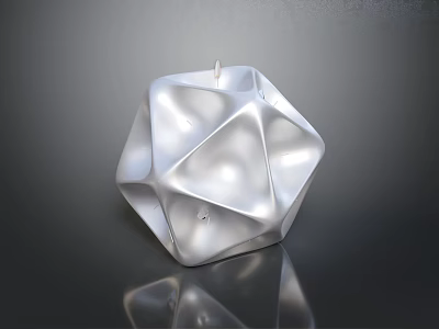 Silver Polyhedral Household Item With Geometric Design Shiny Surface And Reflection 3d model