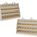 White Frame Display Shelves With Multiple Wooden Layers And Top Handles For Retail Use