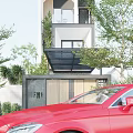 Modern Detached Villa With Multi Story Design Large Windows And Green Plants Surroundings