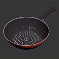 Red Frying Pan With Black Handle And Dot Pattern For Home Kitchen Cooking 3d model