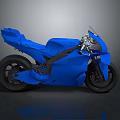Blue Sport Motorcycle With Sleek Body Design On Grey Background