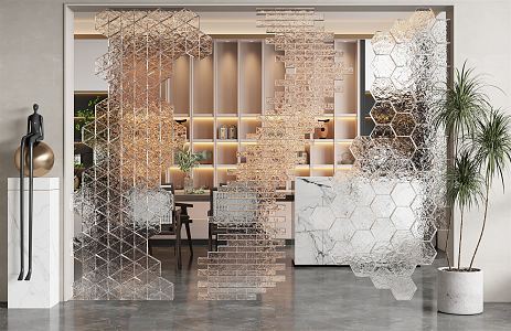 Modern partition glass brick partition 3d model