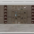 Modern Wine Cabinet With Display Shelves Decorative Items And Ambient Lighting