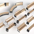 Various Styles of Wooden Leisure Chairs with Curved and Linear Designs and Black Bases