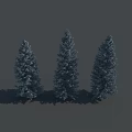Three Snow Covered Evergreen Trees Standing Against Gray Background with Shadows 3d model