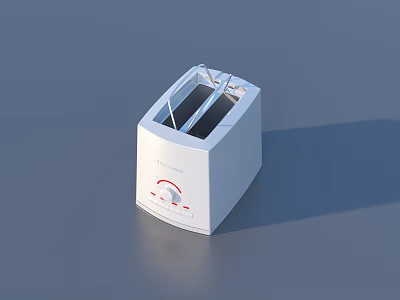 Modern White Electric Toaster Kitchen Appliance With Control Knob And Slots 3d model