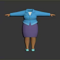 Fashionable Women's Blue Blazer Purple Skirt Outfit With Blue Shoes