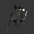 Adorable Gray Cartoon Cat Character With Green Ears Yellow Eyes Green Cape and Stick
