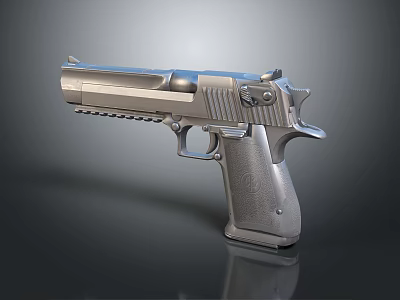Silver Semi Automatic Pistol With Metal Finish And Tactical Grip Design 3d model