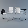 Modern White Office Chair with Metal Frame Armrests and Side Table Design