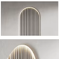 Modern Minimalist Background Wall With Circular Linear Lights And Textured Panels 3d model
