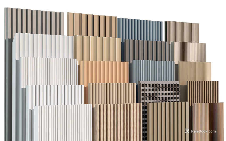 Modern Wall Panels with Various Colors Wooden Texture and Different Design Styles 3d model 