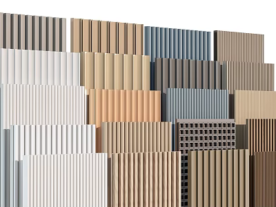 Modern Wall Panels with Various Colors Wooden Texture and Different Design Styles 3d model
