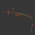 Urban Traffic Light Pole With Signal Lights Surveillance Camera And Street Sign