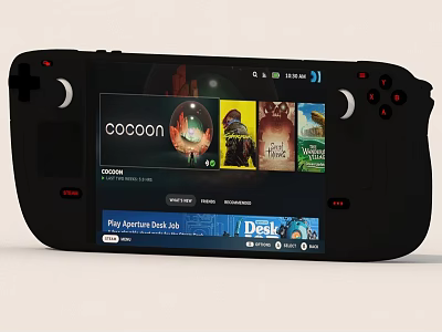 Handheld Gaming Console Screen Displaying Cocoon Game And Adventure Game Hub Icons 3d model