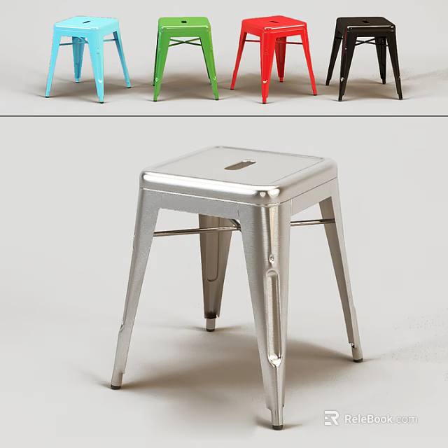 Colorful Modern Metal Stools With Sturdy Design For Home And Office Use 3d model 
