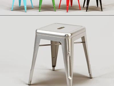 Colorful Modern Metal Stools With Sturdy Design For Home And Office Use 3d model