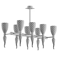 Modern Elegant Chandelier With Textured White Glass Shades And Golden Metal Frame