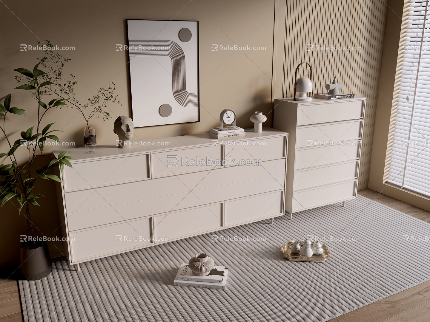 Modern Cream Style Cabinet Whole Cabinet Sideboard Cabinet Balcony Cabinet Storage Cabinet Entrance Cabinet 3d model