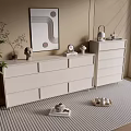 Modern White Entryway Cabinet And Sideboard With Drawers Decorative Items Plant And Artwork