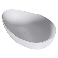 Modern White Freestanding Bathtub With Curved Oval Shape And Minimalist Design