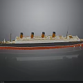 Classic Model Cruise Ship With Black White Red Hull And Multiple Funnels