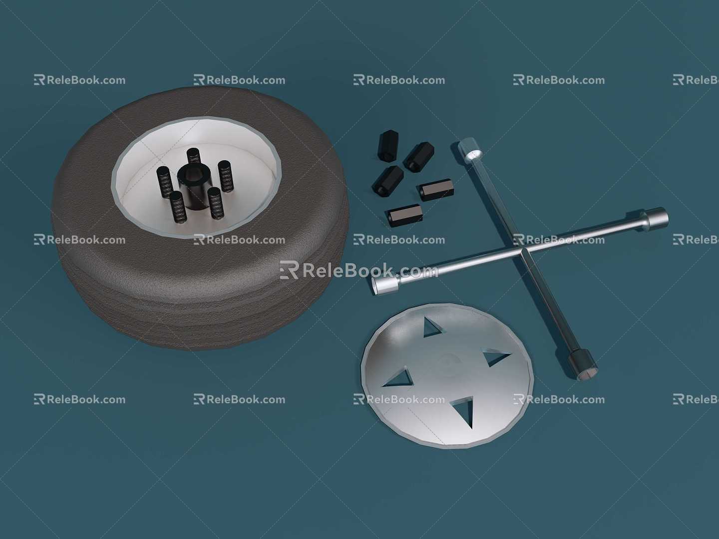 Car tire repair tools 3d model