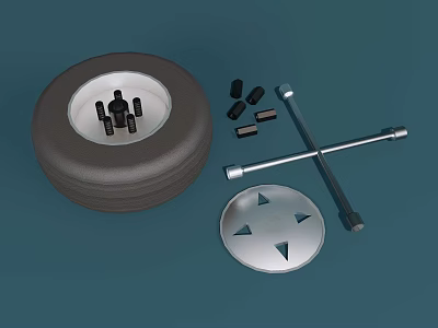 Practical Hardware Tools Including Wrench Circular Metal Plate And Small Parts 3d model