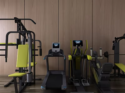 Fitness Equipment Setup In Modern Gym With Treadmill And Strength Machines 3d model