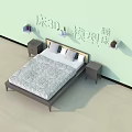 Modern Bedroom Double Bed With Nightstands And Decorative Wall Shelves