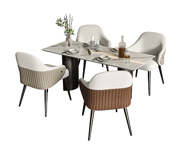 Dining table and chair 3d model