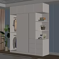 Modern White Wardrobe With Sliding Doors Hanging Space Drawers And Open Shelves