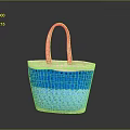 Stylish Crocheted Tote Bag With Blue And Beige Gradient Design For Fashion Accessory