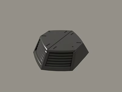 Black Hexagonal Industrial Component Featuring Ventilation Grille And Angular Design 3d model