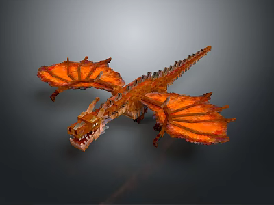 Fire Dragon Game Movie Character With Fiery Orange Wings And Scaled Body 3d model