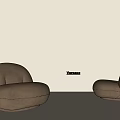 Versace Modern Brown Curved Sofa Stools With Elegant Design On Light Background 3d model