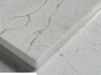White Marble Component With Natural Veins For Modern Kitchen Countertop Design 3d model