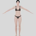 Woman In Black Bikini Standing With Arms Outstretched Full Body View