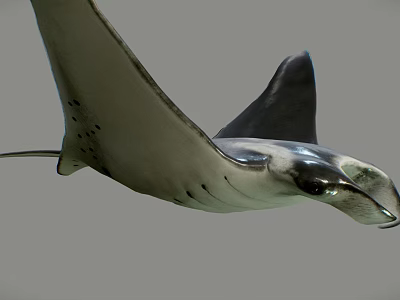 Graceful Manta Ray Gliding In Ocean Water With Extended Pectoral Fins 3d model