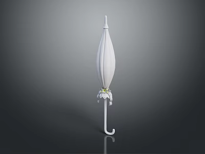 Scenic View With White Umbrella Decorated By Flowers On Gray Background 3d model