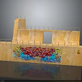 Yellow Concrete Structure With Staircase Railings And Colorful Graffiti Artwork