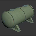 Green Cylindrical Industrial Storage Tank With Rustic Surface And Metal Supports