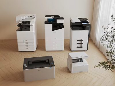 Multifunction Office Printers Laser Models In Different Sizes For Modern Workspace 3d model