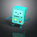 Cute Blue Cartoon Game Console With Smiling Face Arms Legs And Colorful Buttons